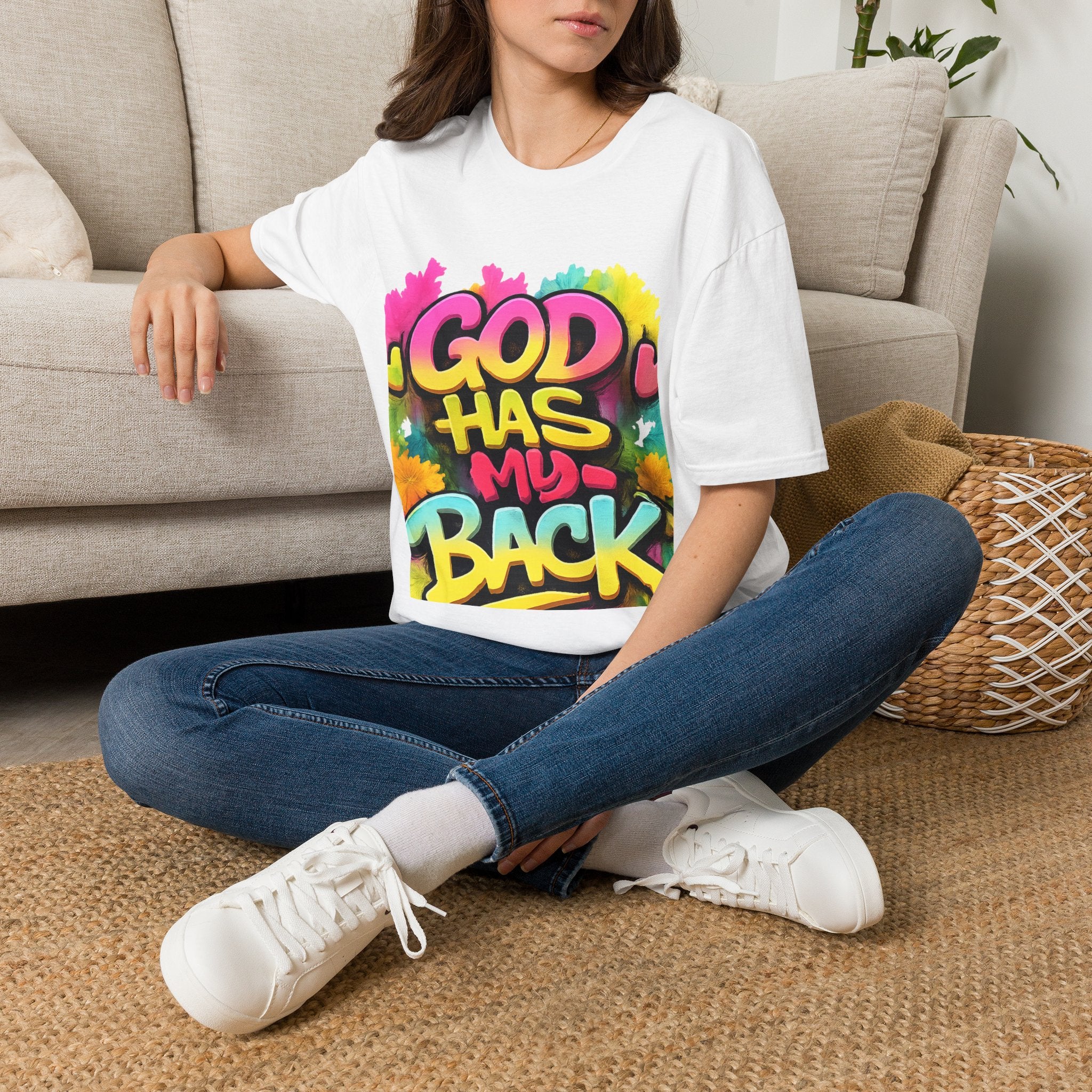 God Has My Back T-Shirt — Colorful Graffiti Faith Tee